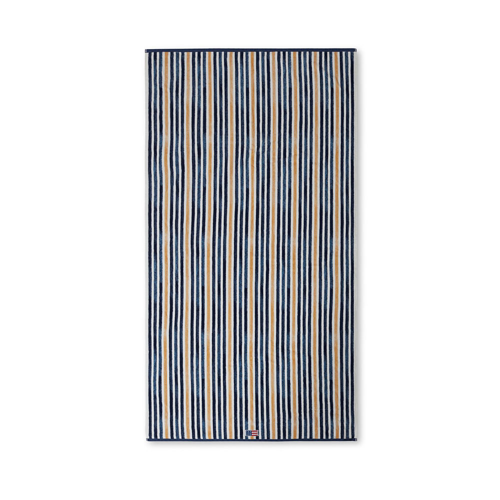 Lexington Blue/Oat Striped Cotton Velour Beach Towel